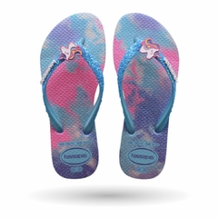 Havaianas Infantil Slim Glitter II Branco/Azul Water
