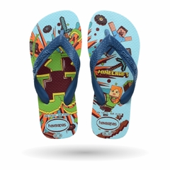 Havaianas Infantil Top Minecraft Branco/Azul Comfy