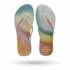 Havaianas Slim Metallic Rainbow Bege Palha