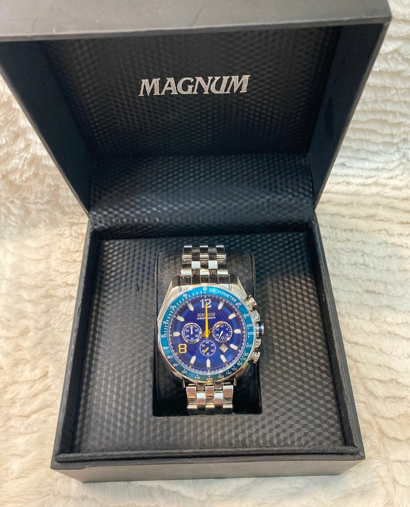 Relógio MAGNUM masculino cronógrafo azul MA32167F - aconfianca