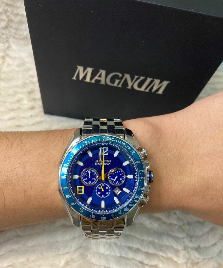 Relógio MAGNUM masculino cronógrafo azul MA32167F - aconfianca