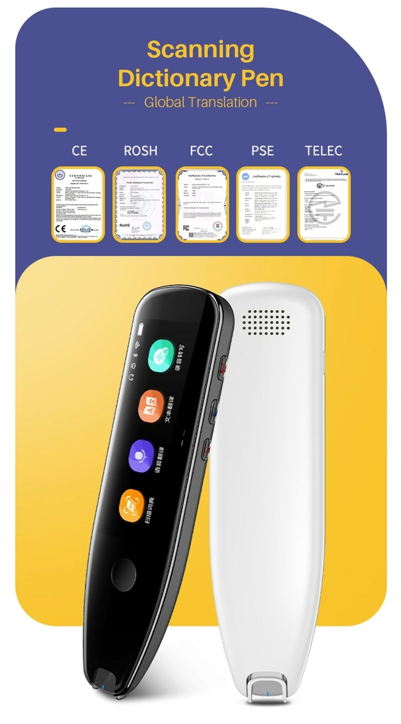 Caneta de leitura de tradução de voz |Caneta Tradutora de Varredura de Voz  Inteligente |Dicionário offline de 11 idiomas caneta |111 Idioma WiFi