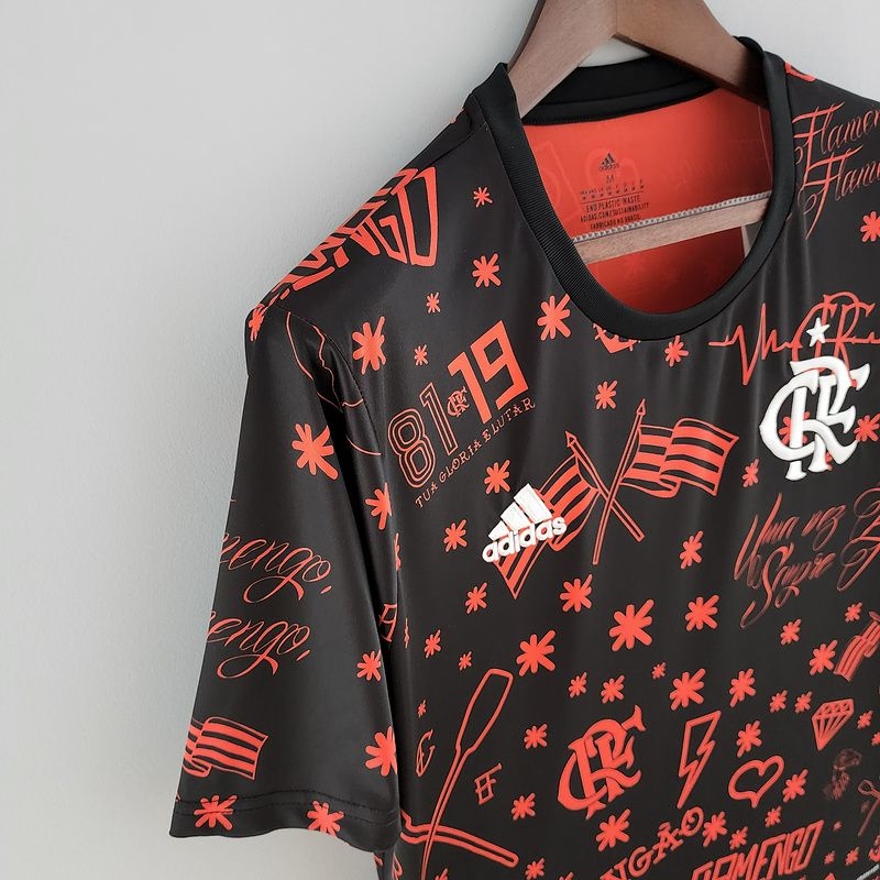 Camisa de futebol Flamengo (Pré Jogo) 22/23 Adidas Brazil Rubro Negro