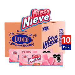 Fresa Nieve 220g - Caja con 10 paquetes de 220g - Galletas Dondé