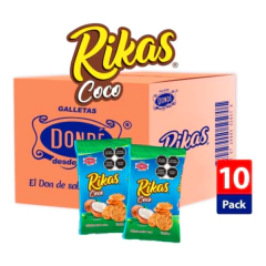 Rikas Coco 200g - Caja con 10 bolsas de 200g - Galletas Dondé