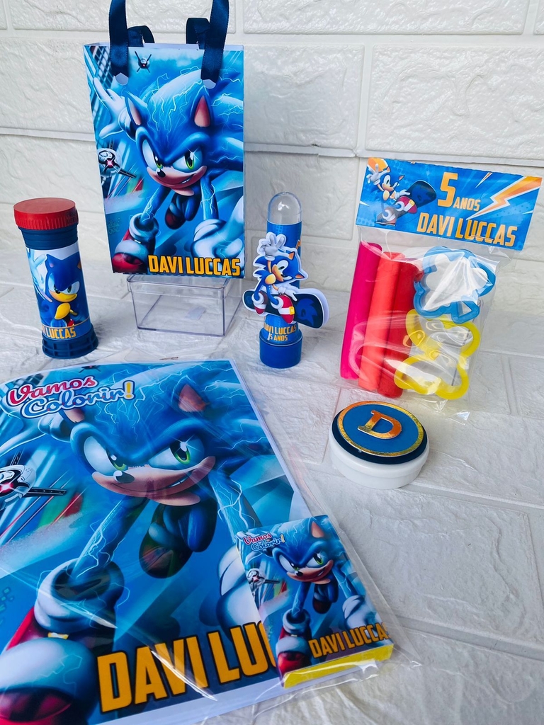 Caixa Surpresa + Kit De Colorir - Sonic