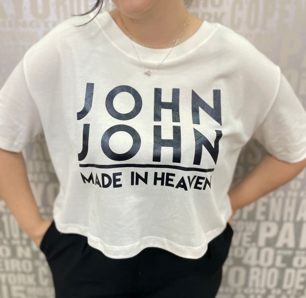 CAMISETA JOHN JOHN LIGHT MY FIRE MALHA OFF WHITE FEMININA T SHIRT