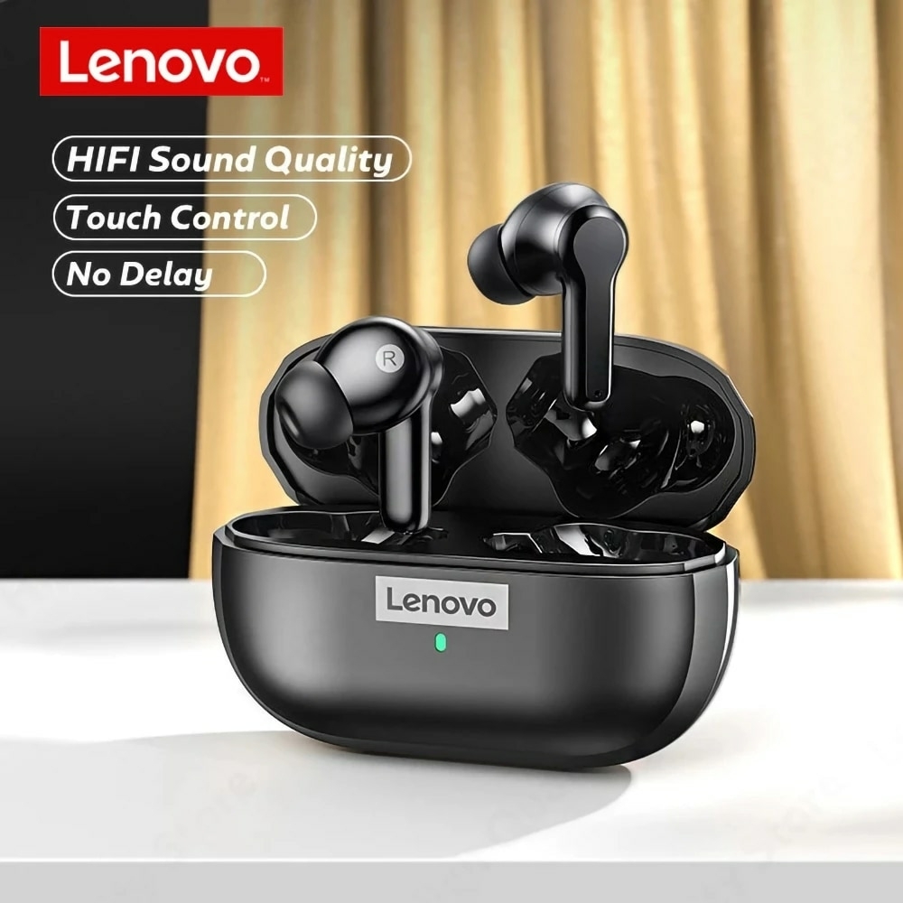 Lenovo-Auscultadores Bluetooth Sem Fio Originais, Auscultadores