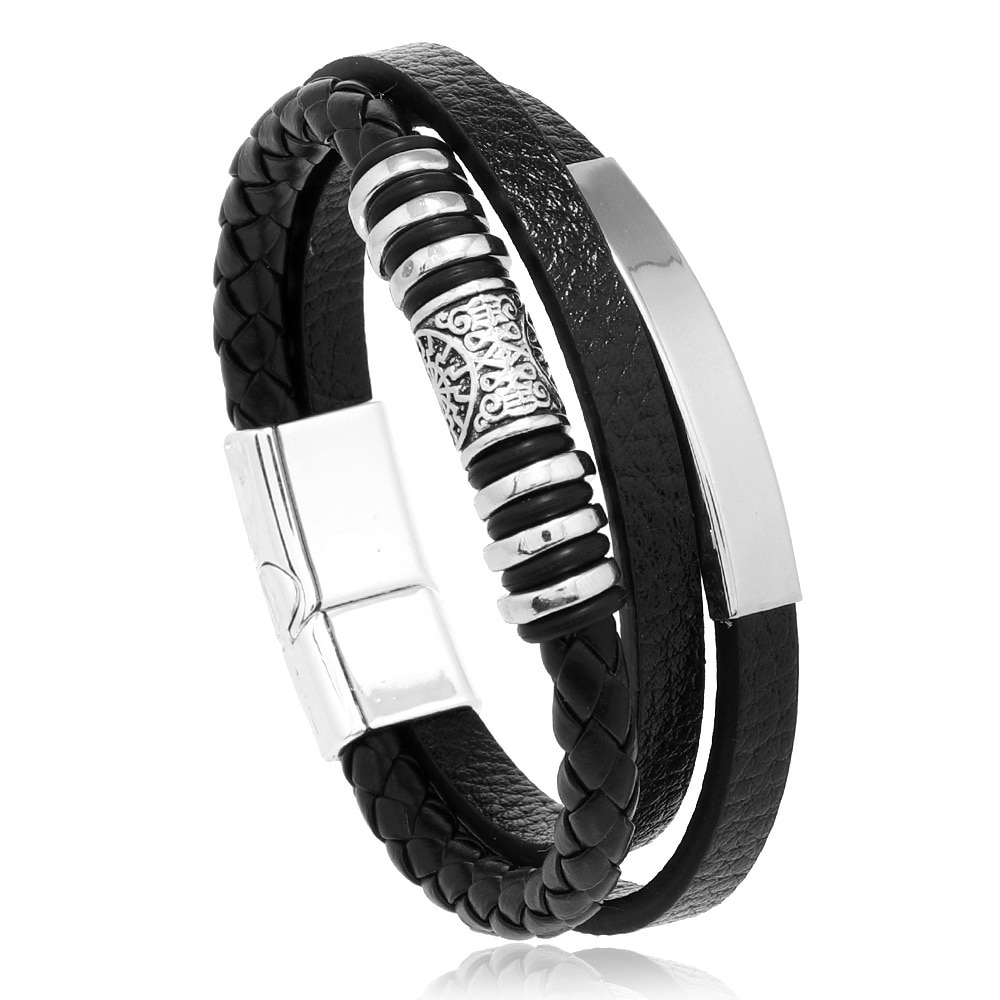 Pulseira Masculina Em Couro Legitimo com Feche de Imã - Loja