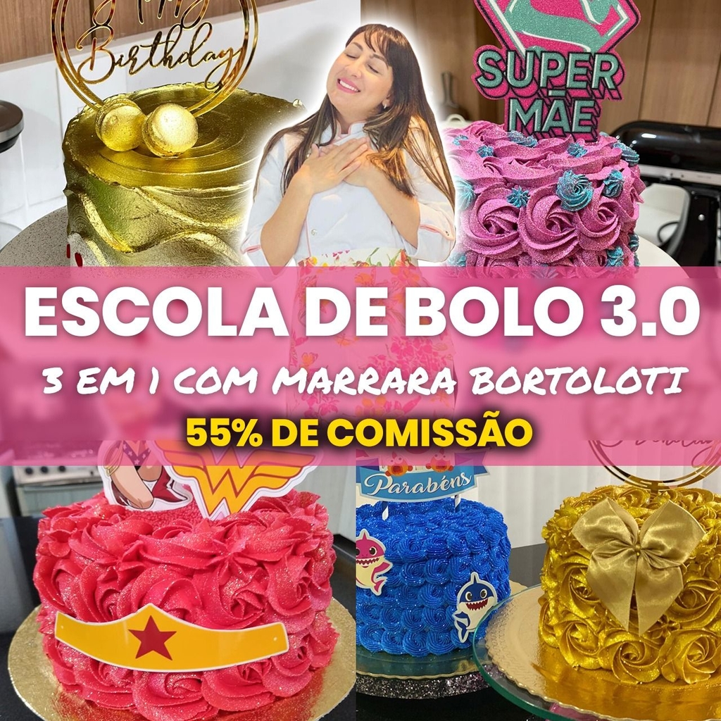 Curso de Decoração de Bolos - Bolo de Aniversário Infantil Feminino 