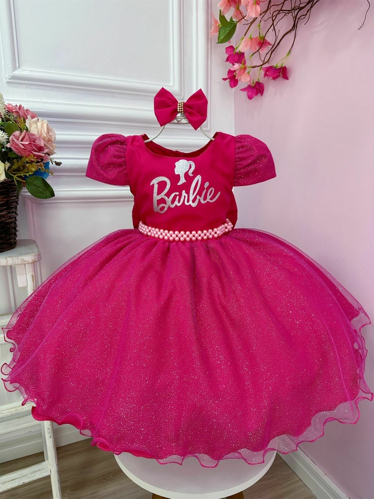 Vestido Barbie Rosa Aniversario Infantil