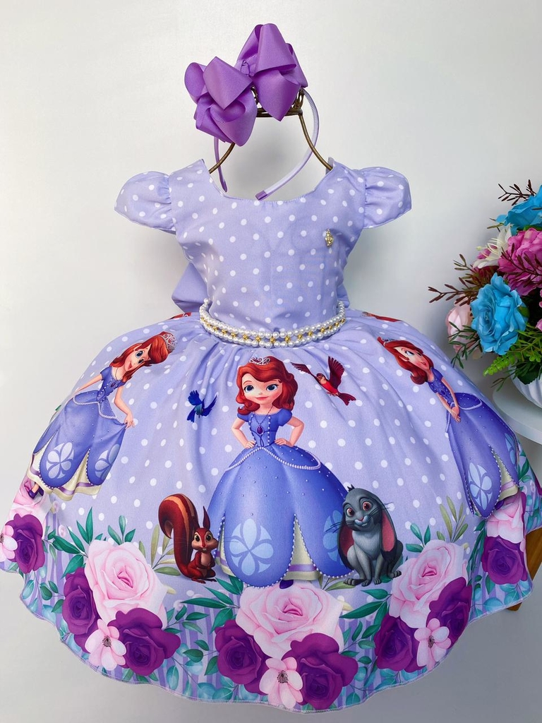 Vestido Infantil Princesa Sofia Jardim das Borboletas