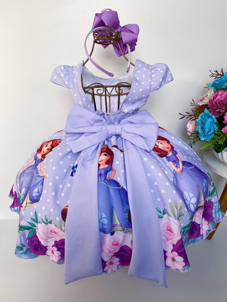 Vestido Princesinha Sofia Chuva de Flores