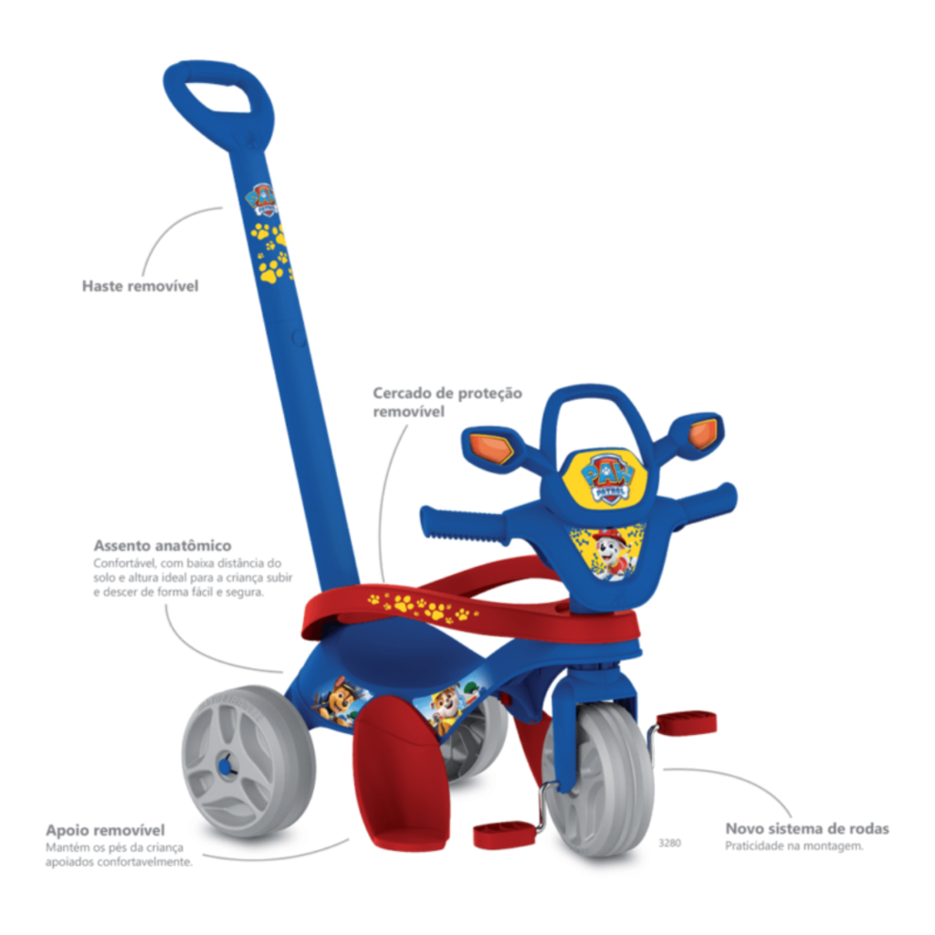 Triciclo Infantil 4 em 1 com Pedal Removível para Crianças de 2 a