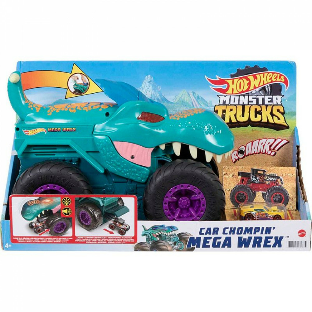 Hot Wheels Monster Trucks Color Shifters Mega-Wrex 1:64 Scale Toy Truck,  Changes Color with Water 