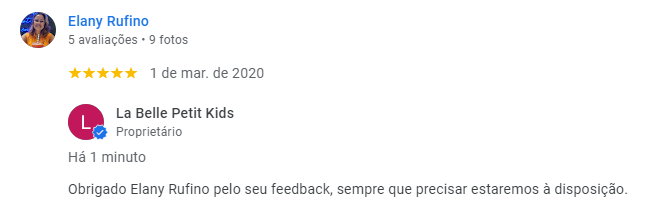 Avaliação do Google - Elany