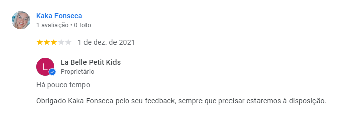 Avaliação do Google - Kaka