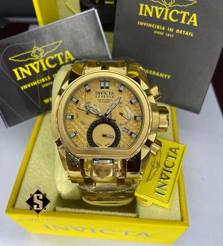 Relógio Masculino Invicta Zeus Magnum Dourado fundo Branco