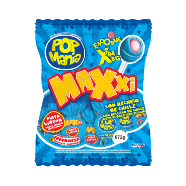 Pacote De Pirulito Grande Pop Mania Maxxi C24un 672g Sabores 7980