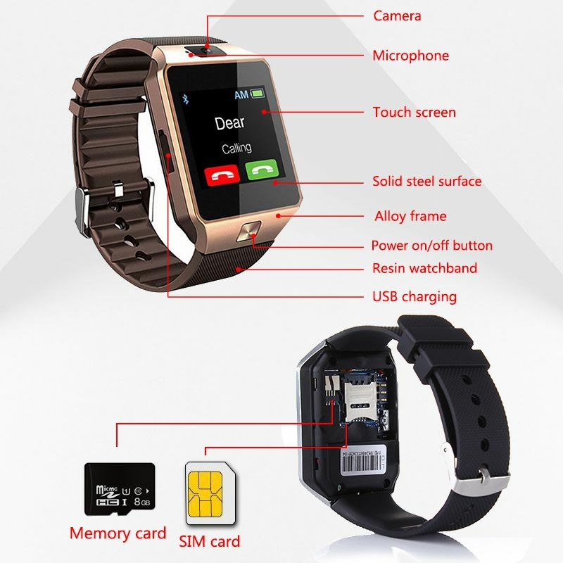 Relogio de pulso smart watch android preto dz 09