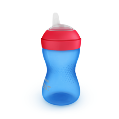 COPO C/ BICO MACIO AZUL/VERMELHO 300ML 9+M AVENT