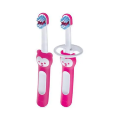 KIT ESCOVAS DENTAIS BABYS BRUSH SET 6+M ROSA MAM