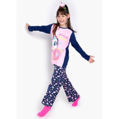 PIJAMA ML VISCO LHAMA SPACE AZUL MARINHO CONF INF PUKET