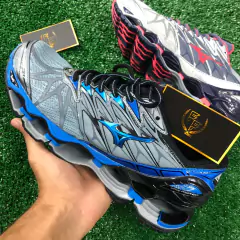 Tênis Mizuno Wave Prophecy 7 – Cinza e Azul Escuro