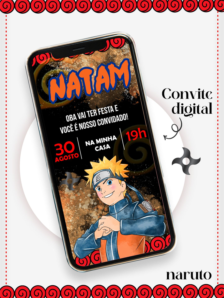 Fazer convite online convite digital aniversário naruto em 2023