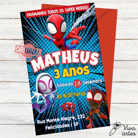 Convite DIGITAL - Homem Aranha - Comprar em Papareti