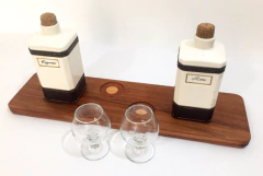 Charola Para Bebidas De Madera Maciza Y recipientes de porcelana. - comprar en línea