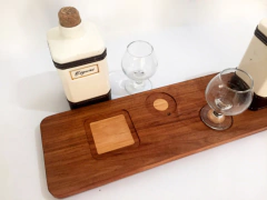 Charola Para Bebidas De Madera Maciza Y recipientes de porcelana. - tienda en línea