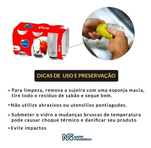 Jogo De Copo Vidro Oca 300ml C/6 Peças Nadir 7729 em Promoção na