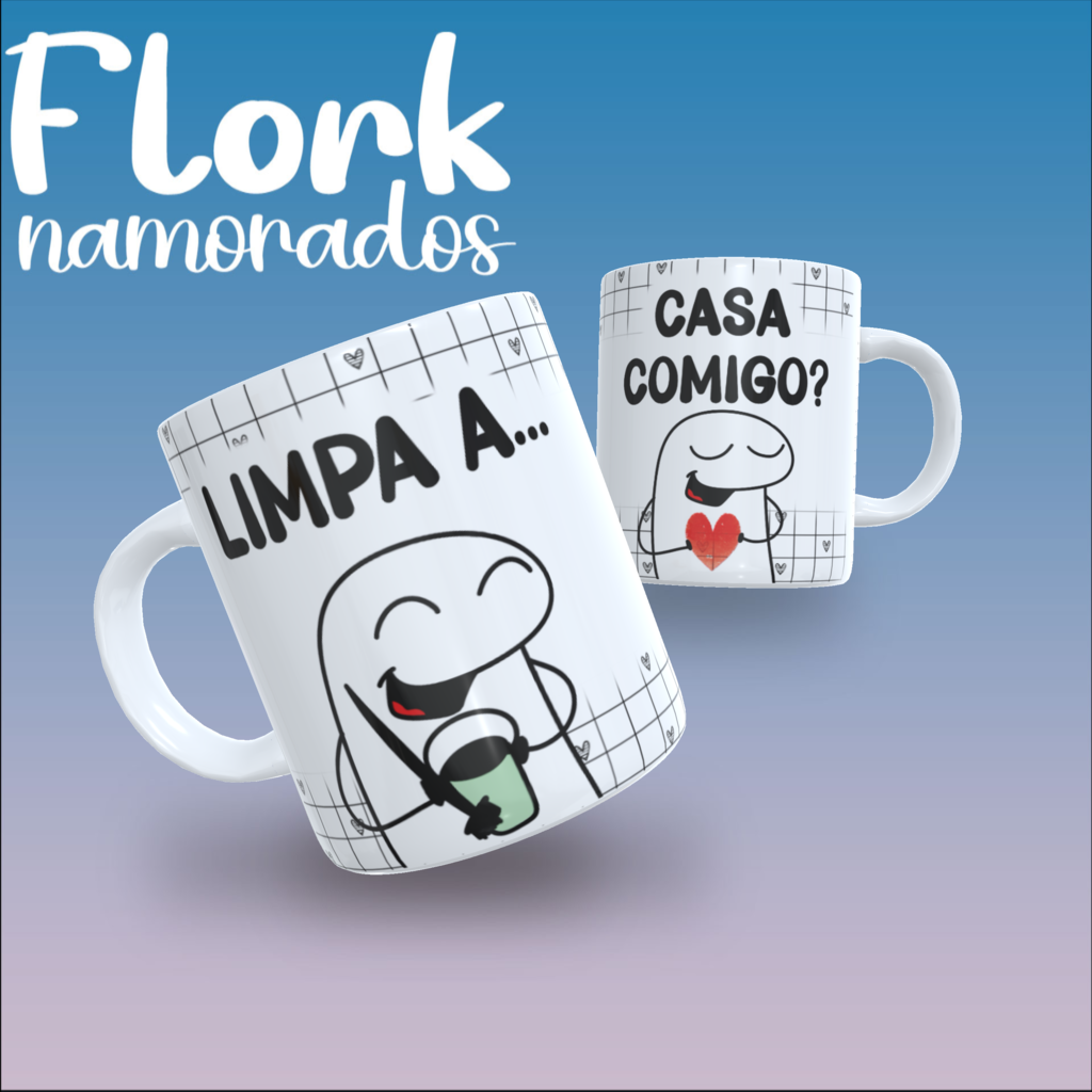 Caneca Flork Meme Divertidas Namorados 1 Ano Casal Amor