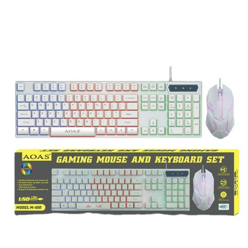 Mouse de Jogo 2400DPI Teclado Gamer Semi Mecânico Caixa de Som PC