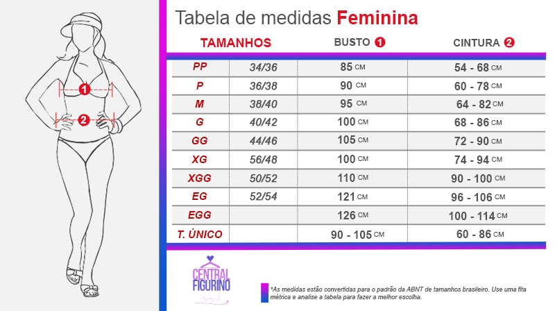 TABELA DE MEDIDAS - FEMININA