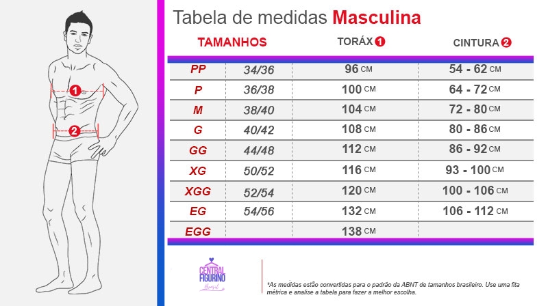 TABELA DE MEDIDAS - MASCULINA