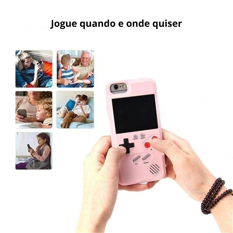 Capa de iPhone RetroCase® com MAIS DE 30 JOGOS nostálgicos + USB DE BR