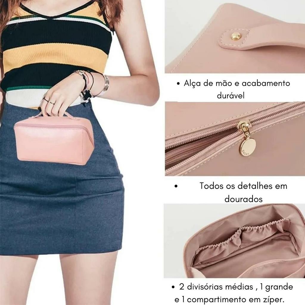 Necessaire Grande Masculina e Feminina Organizadora Viagem Bolsa de Mão -  Preto