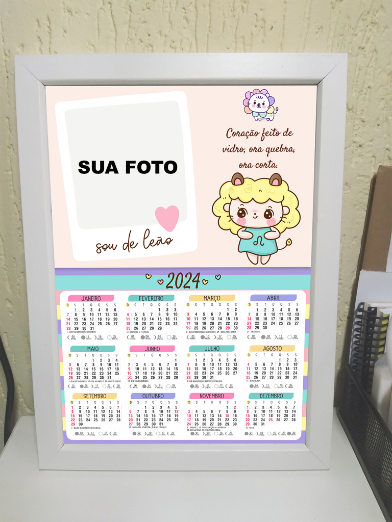 Quadro CALENDÁRIO 2024 Personalizado 21x30 cm