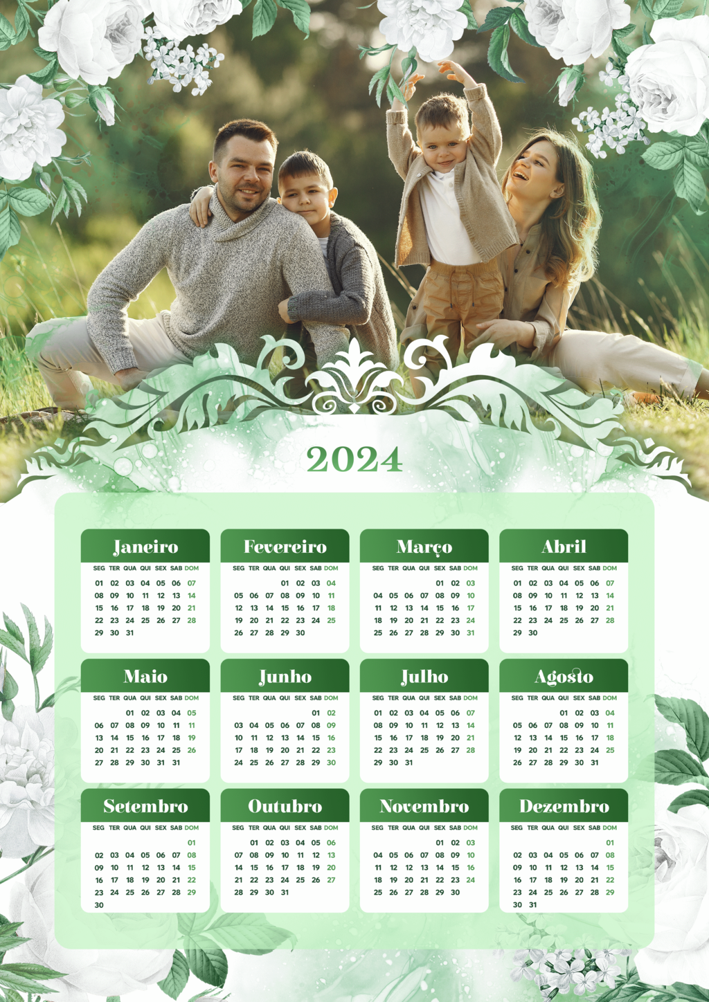 Quadro CALENDÁRIO 2024 Personalizado 21x30 cm