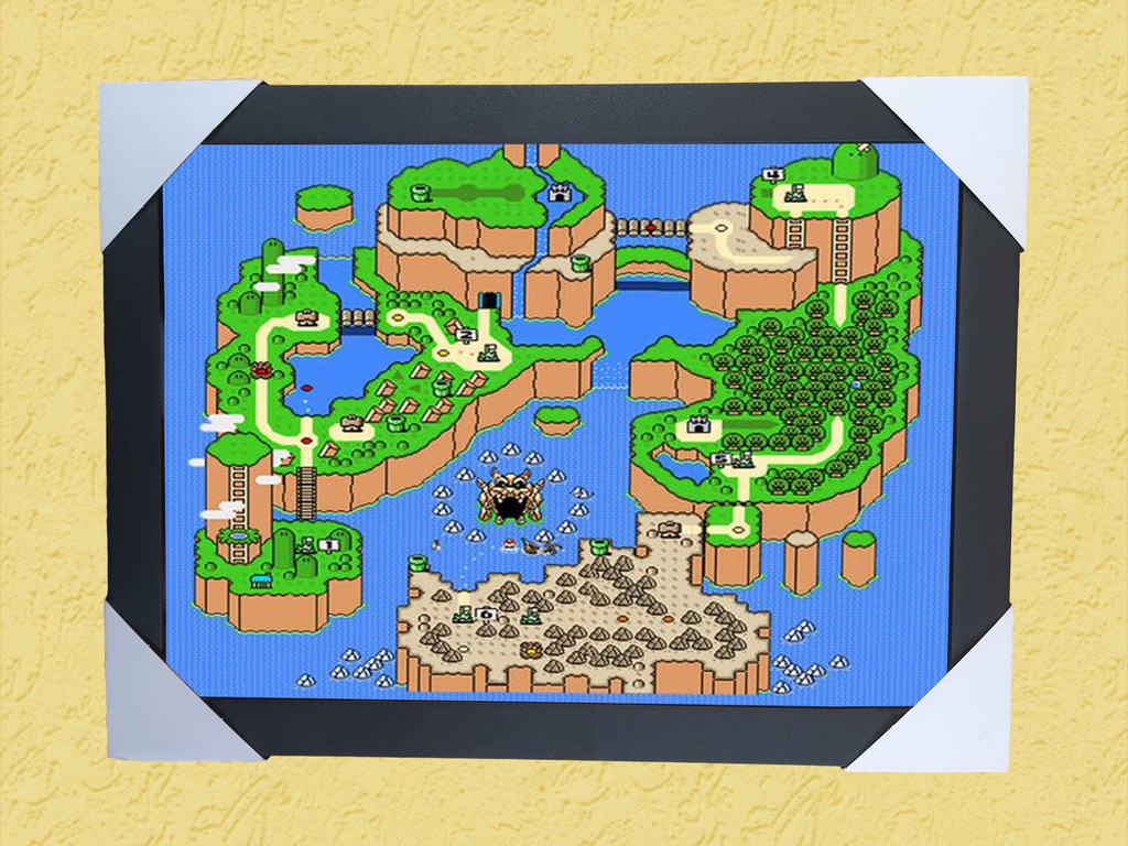 Quadro Super Mario Mapa Jogo Para Decorar