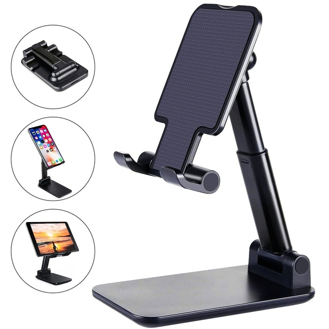 Suporte para tablet SZGuanYep 360° giratório ajustável de alumínio portátil  dobrável desktop tablet/Suporte para celular compatível com iPad Pro 12.9,  iPad Air Mini 6 5 4 3 2 (Cinza)