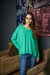 Sweter V verde fuerte amplio