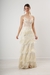 Vestido flecos bordado.