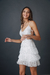 Vestido tul nude bordado y flecos