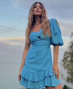 Vestido Manga Azul
