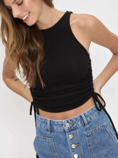 Cropped Canelado Preto