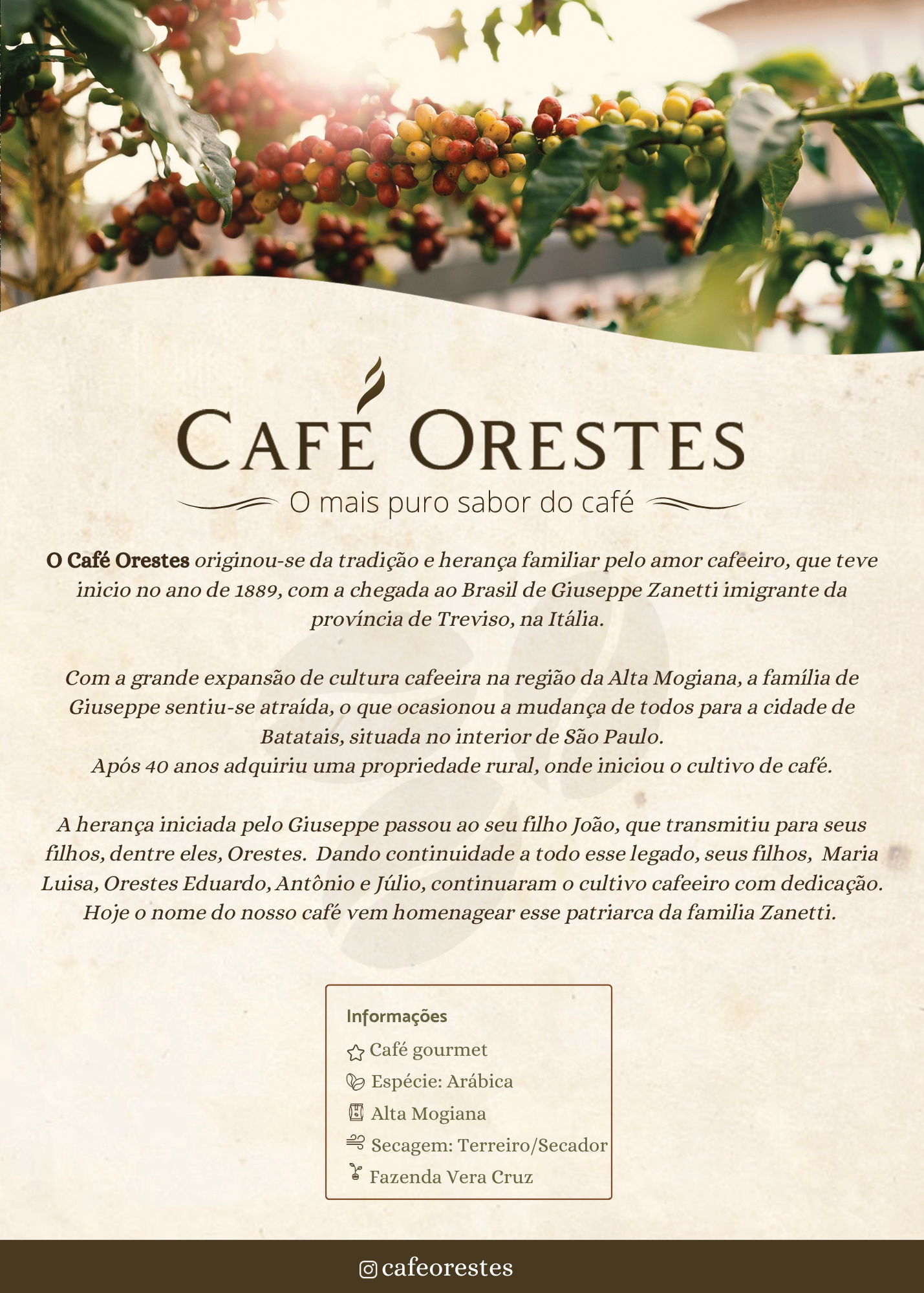 Loja online de Cafe Orestes - Nossa história