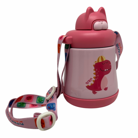 Garrafa Térmica Infantil Aço Inox 330ml Dinossauro Rosa - Comprar